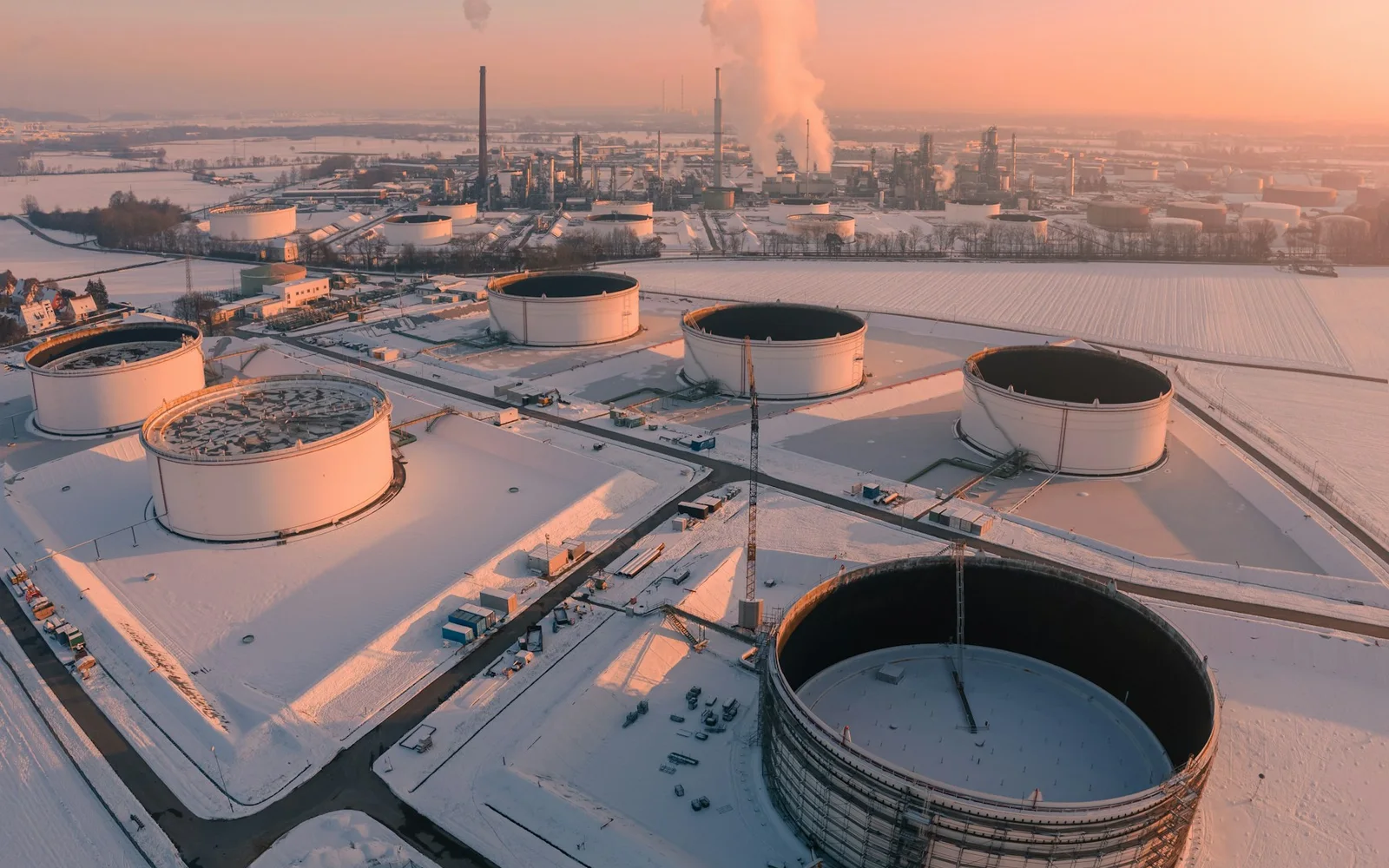Coastal city and energy infrastructure analyzed by geospatial computer vision